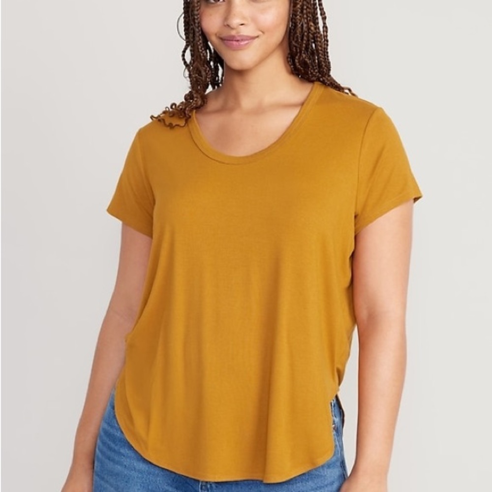 Old Navy Mustard Ribbed Scoop Neck Tee Size 4X Excellent Used Condition